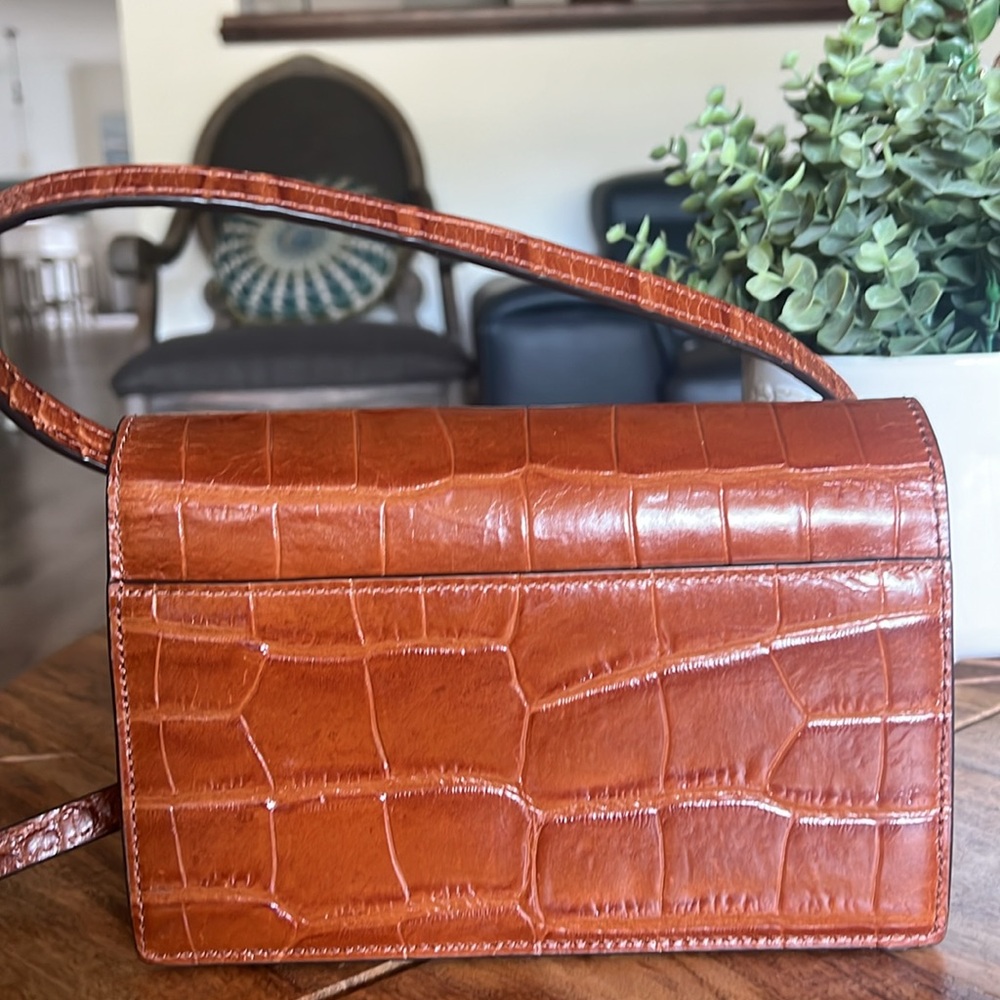 STAUD Croc-Embossed Leather Crossbody Bag - Brown - Picture 12 of 14